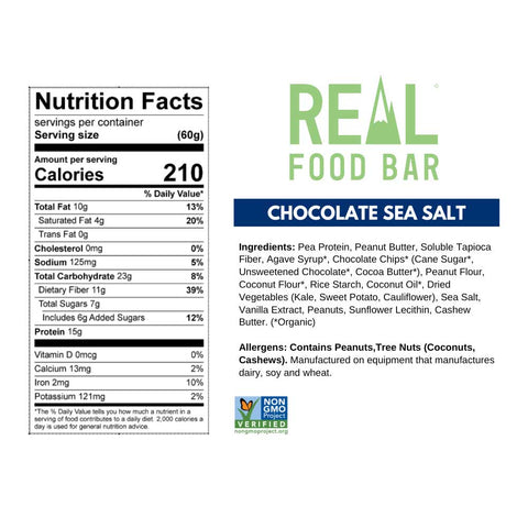 Real Food Bar Chocolate Sea Salt Protein Bar